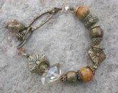 Antiqued Agate and Crystal Bracelet