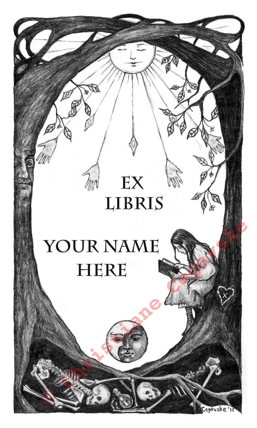 Bookplates, Ex Libris, personalized - set of 12