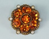 Vintage Coro Amber Orange Topaz Pin Glass Pearls