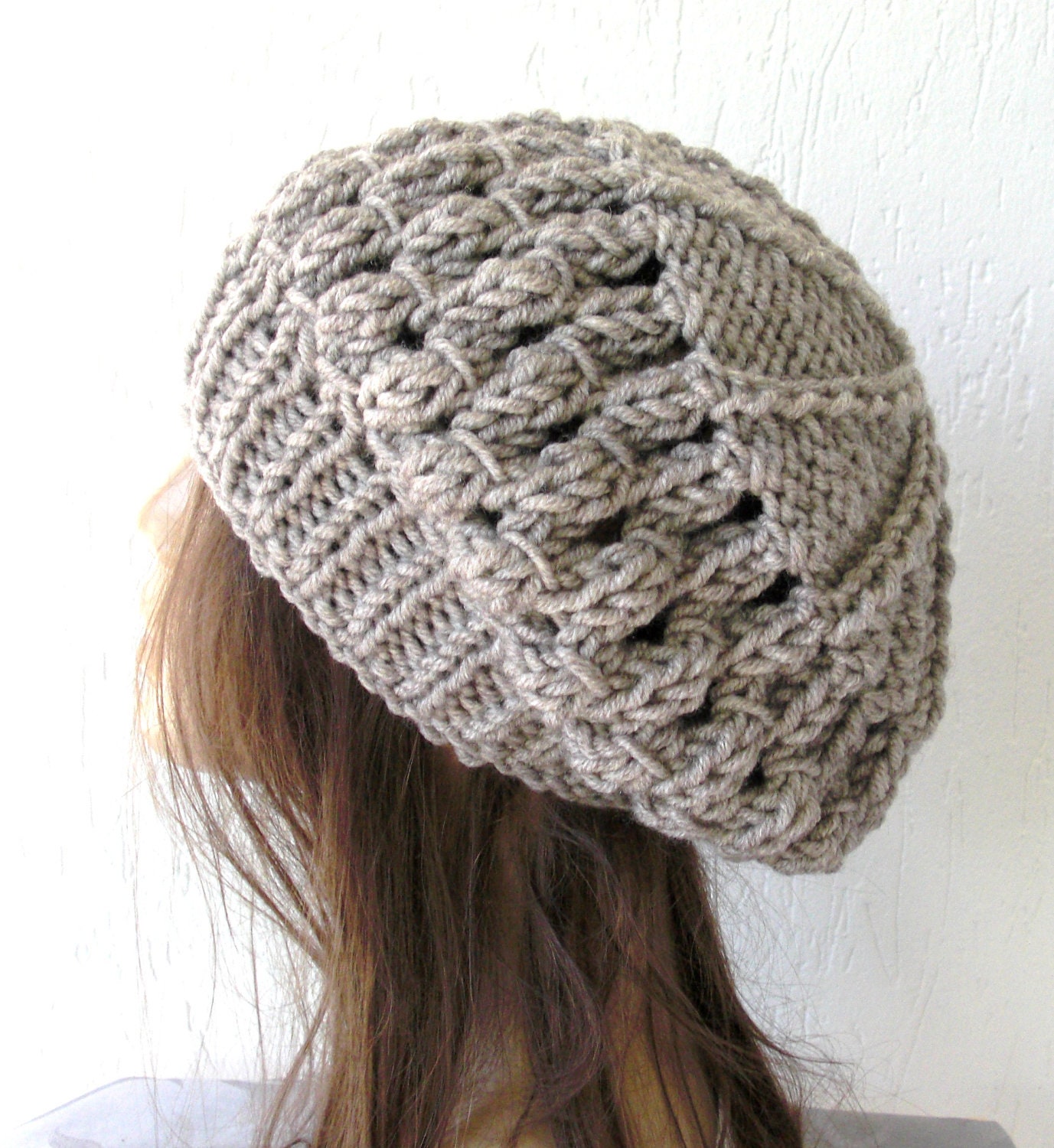 School Girl Knit Hat  Beehive beret  in  Oatmeal beige  Womens Hat  Slouchy Beanie Beret  Fall Autumn  Winter Accessories fashion  Christmas