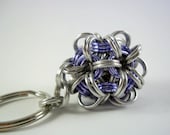 Key chain stocking stuffer chainmail dodecahedron silver and light purple 12-sided bauble