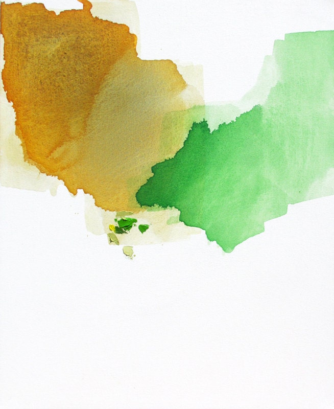 Large Minimal Abstract Painting, white, green, brown - 34 x 28" original fine art, "Through the Trees"