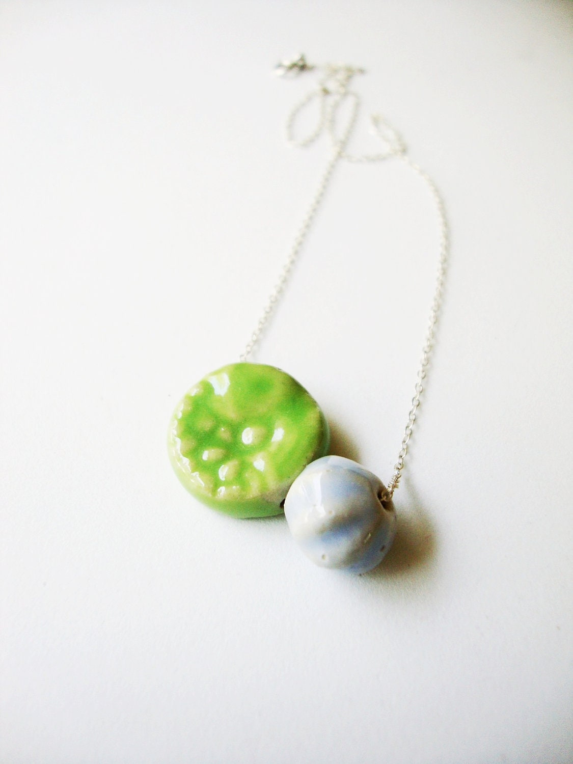Fish Medallion Porcelain Necklace on Sterling Silver