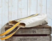 Waterproof BEST SELLER Tote bag/Diaper bag/Messenger bag PARIS Yellow nautical stripe - Leather straps