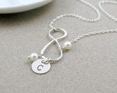 Sterling Silver Infinity Necklace, Personalized Friendship, Valentines Gift, Custom Initial, Eternity Love, Best Friends