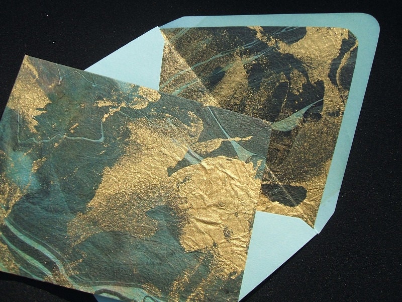 A2 Blank Note Cards - Marbled Gold - (Set of 10)