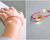 NEW - Minimalist Bracelet with Button Charm, Minimalist - Matte, Gold, Silk, Red