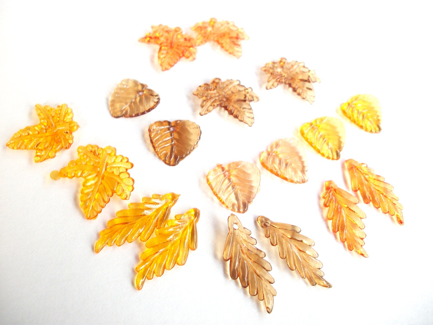 Fall leaves bead mix, brown orange fall acrylic leaves assortment 18 beads
