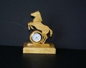 Wild Stallion Horse  Wood Scroll Saw Desk Clock