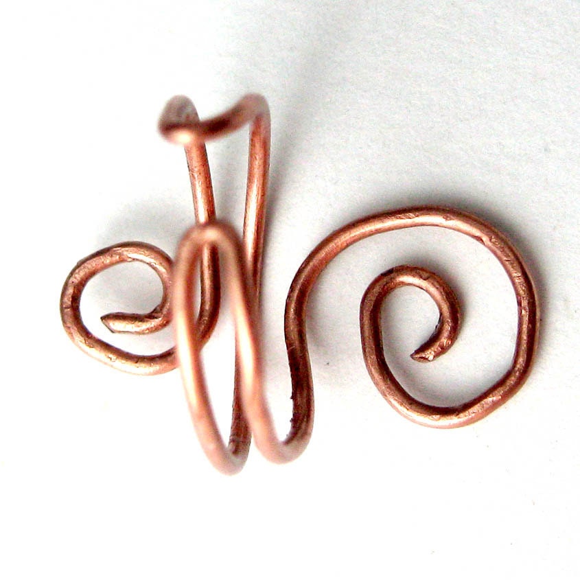 Copper Wire Ear Cuff, Swirl, Medium