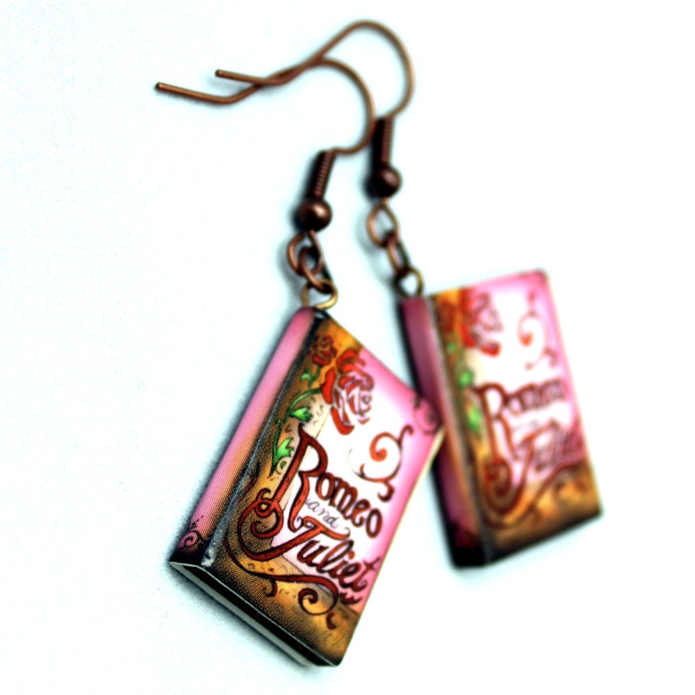 Book Charm Earrings - Romeo and Juliet
