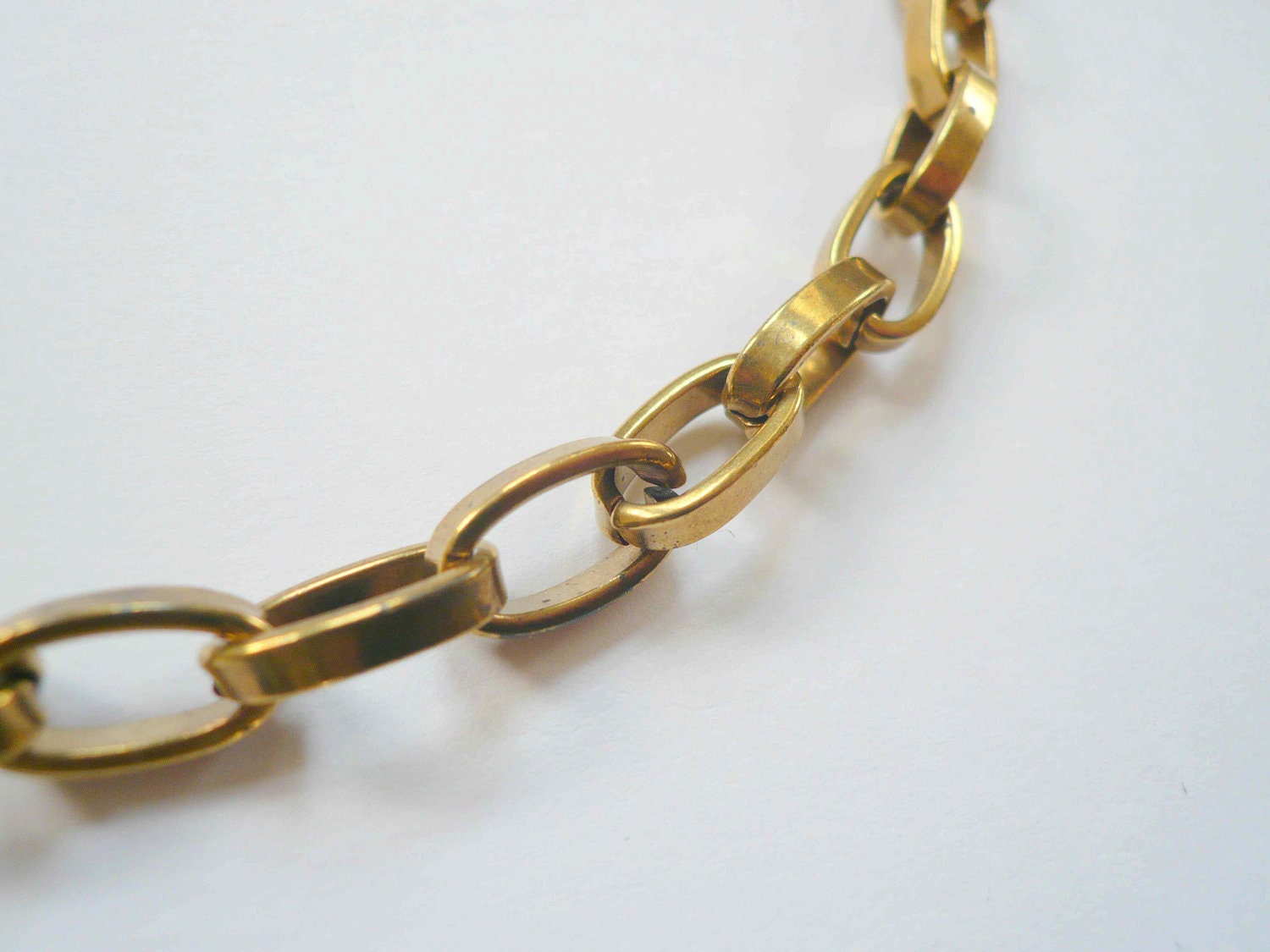 Chain bracelet. Mad Men large link bracelet. Vintage brass rollo rolo bracelet. Mid Century Modern jewelry.
