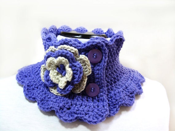 Knit Scarf Neck Warmer Collar lilac Victorian Steam punk