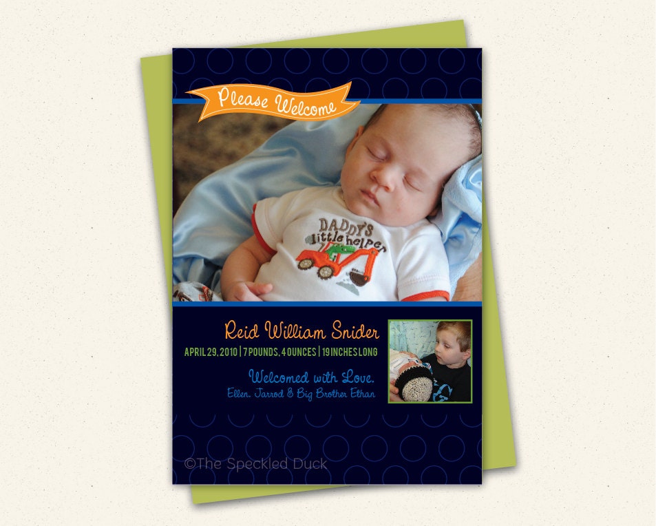 Pop Dots Custom Photo Birth Announcements Il_570xn