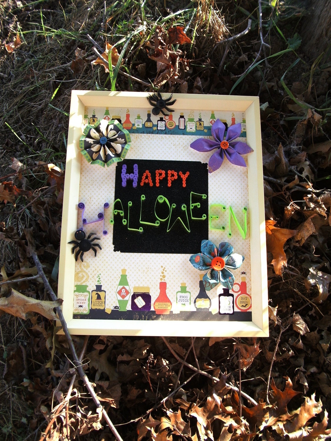 Halloween Wall Hanging, Picture, Quilled Artwork, Unique Halloween Decoration