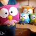 PINK OWL CUSHION RainbOWL -Decorative plush pillow -