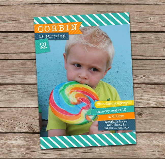 Corbin Washi Tape Custom Photo Invite - Boy