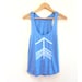 Tribal Arrow Racerback Hand Stenciled Slouchy Scoop Neck Swing Tank Top in Heather Blue and White - XS S M L
