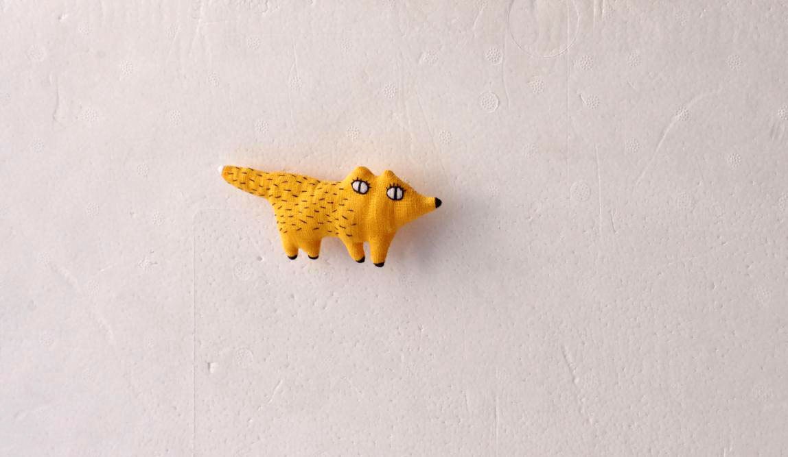 Yellow fox. Pin. Brooch. Ready to ship.