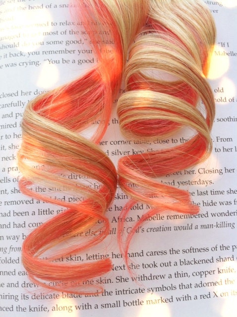 the H O N E Y . P E A C H . honey peach Human Hair clip in 15 inches blonde pink