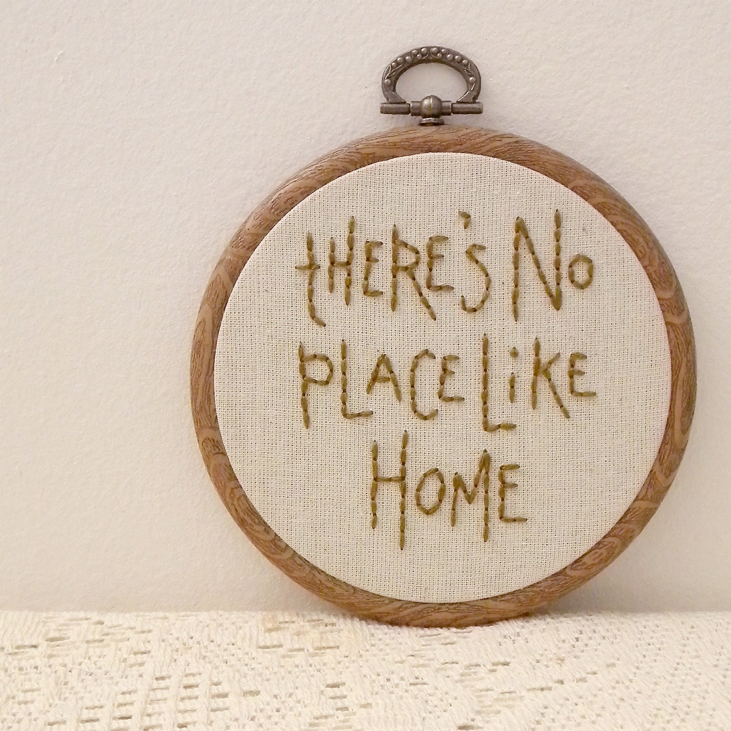 there's no place like home, embroidered wall art