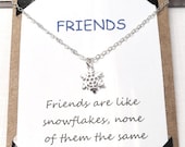 Friendship Necklace And Card Set - Snowflake Necklace On A Sterling Silver Chain.