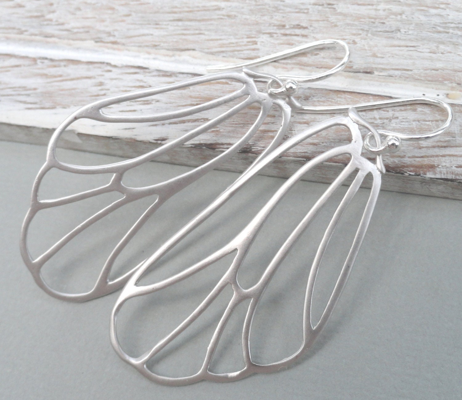 Silver Butterfly Wing Earrings - Sterling Silver