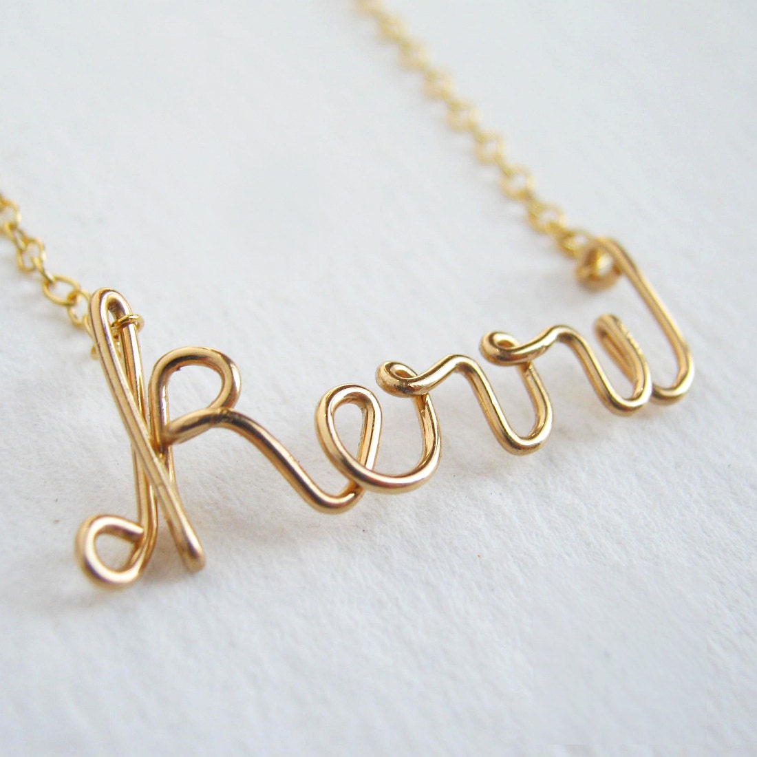 14k Gold Filled Personalized Custom Name Lowercase Script Necklace AzizaJewelry