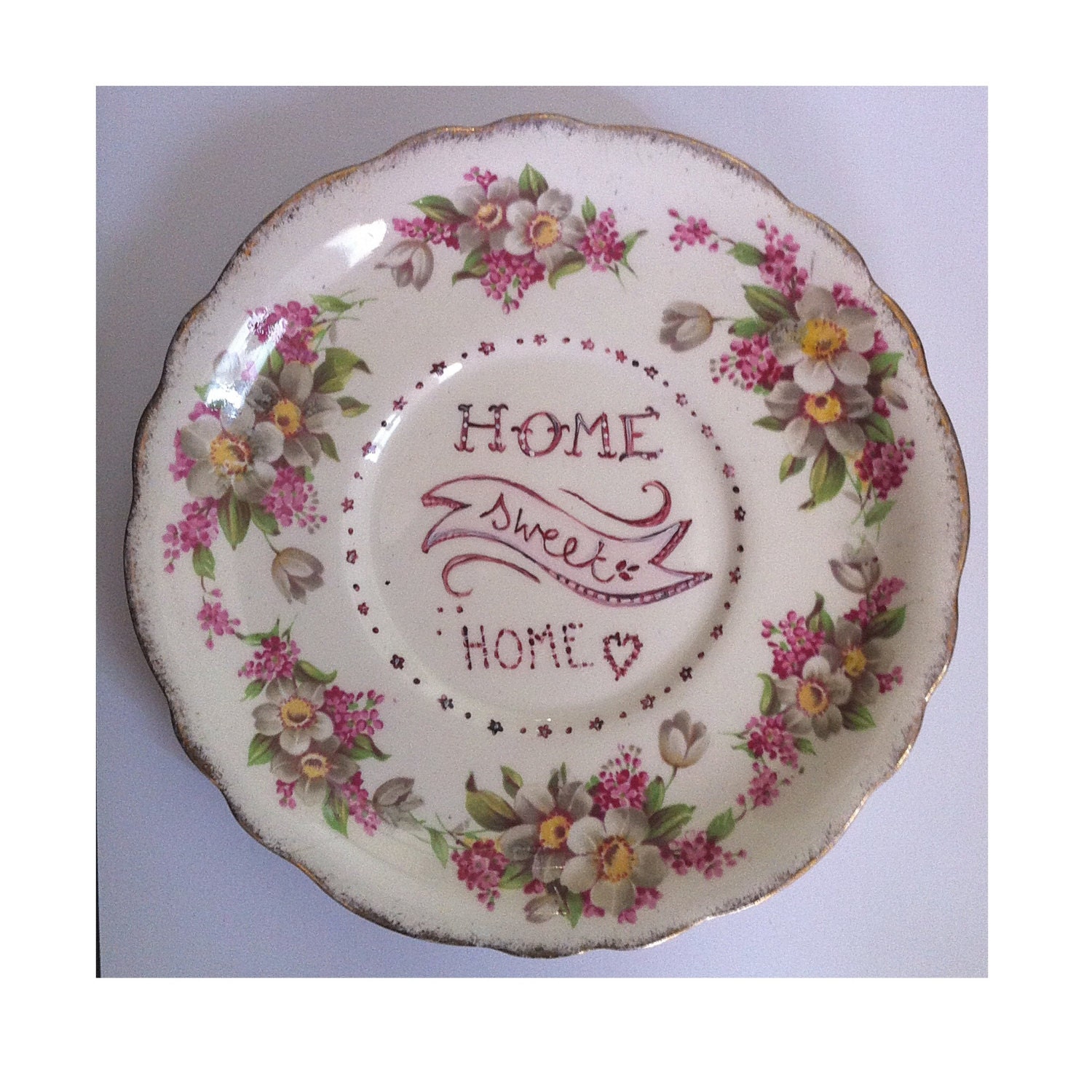 Home Sweet Home - Vintage Flower Plate