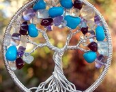 Custom Tree of Life Pendant - Recycled Sterling Silver and Natural Gemstones - by Ethora