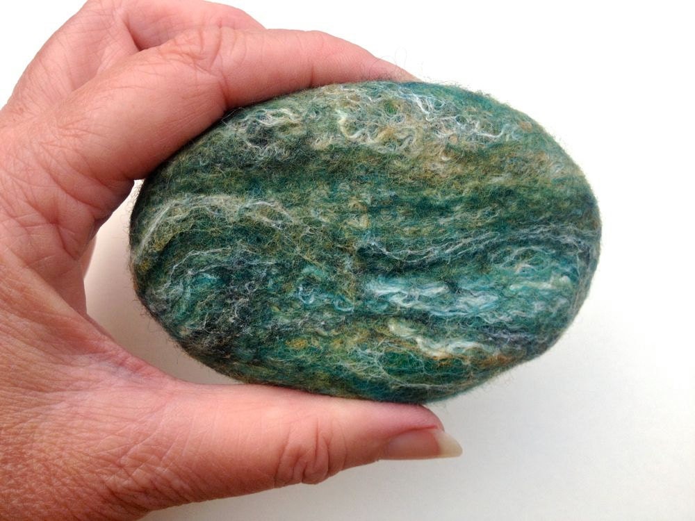 Rock Hound Felted Soap Mens Gem Lover Gift Organic Peppermint Malachite Moss Agate Green Black Rock Hound