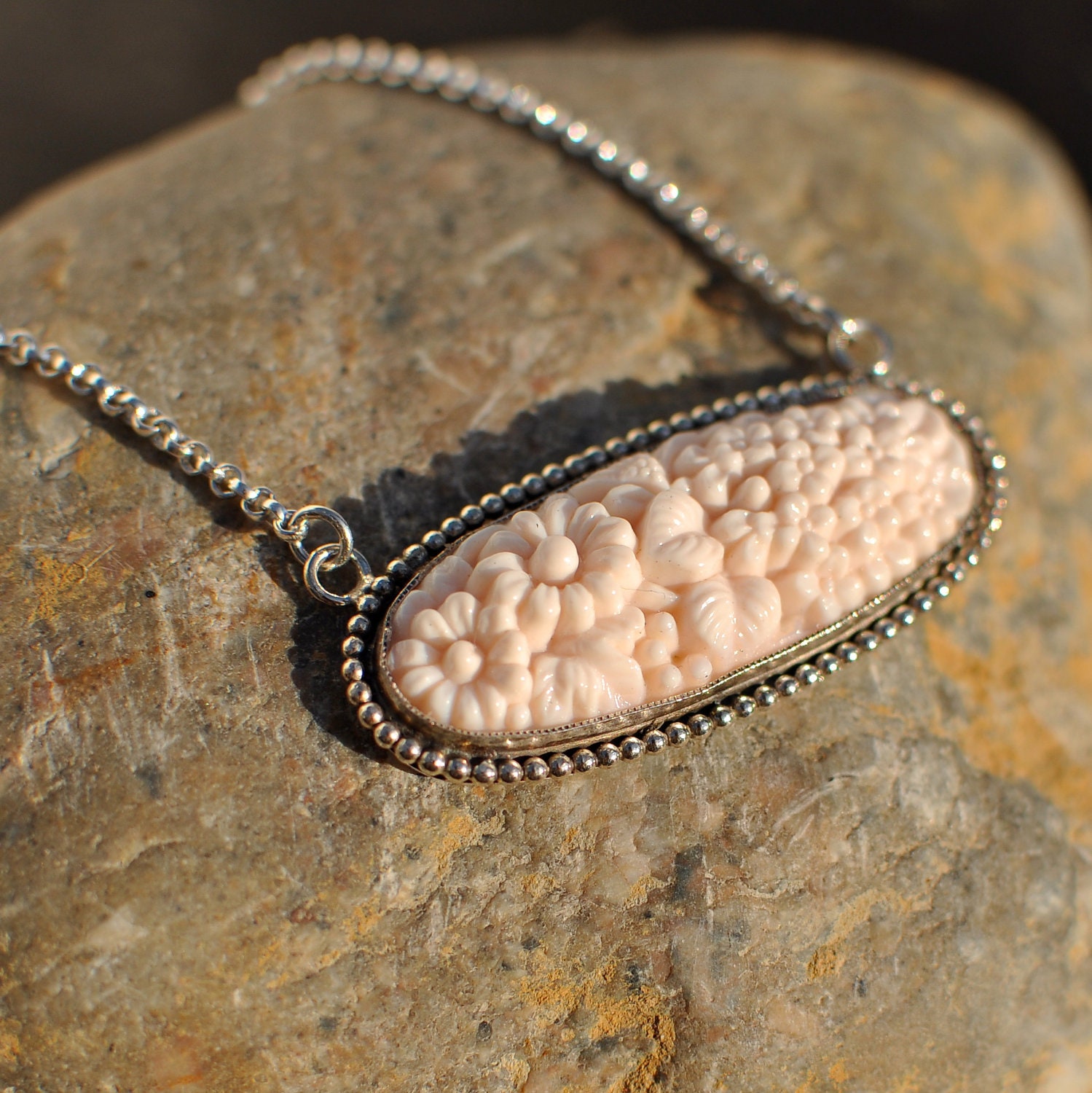 Soft Pink Vintage Japanese Glass Large Pendant