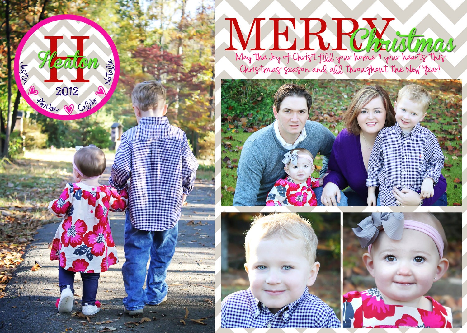 Merry Christmas Chevron Monogram Printable Photo Christmas Cards Digital Design Il_570xn