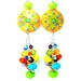 Colorful Lampwork Bead Earrings, Orange Green Blue Beadwork Earrings, Glass Bead Cluster Earrings, Funky Dangle Earrings - Imagination
