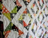 baby boy quilt // jungle diamond rings crib quilt // modern quilt // green orange black and white