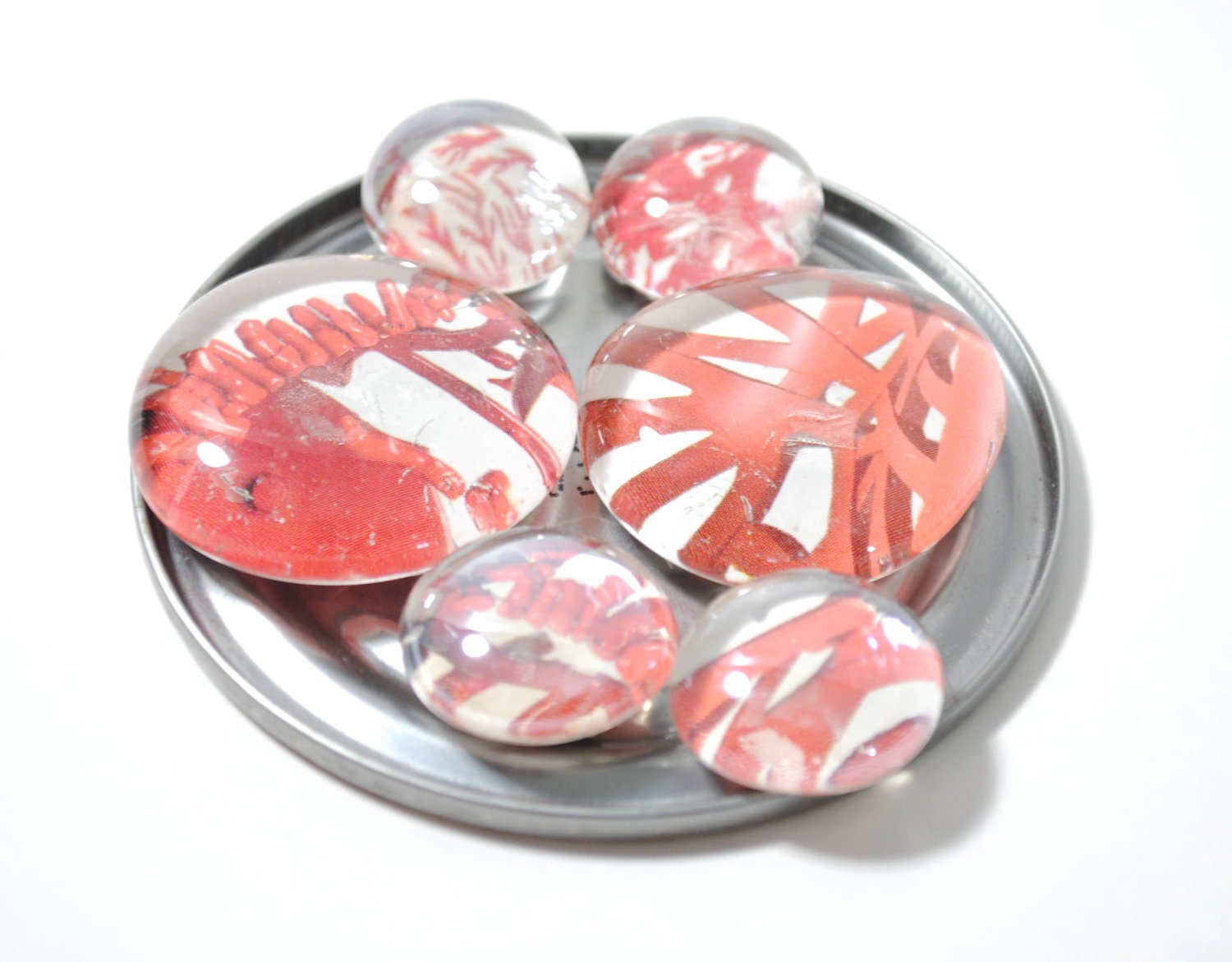 red and white magnet set - made from recycled magazines, stocking stuffer