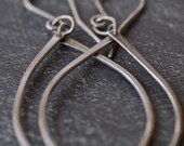 Modern classic long hammered silver tear drop earrings