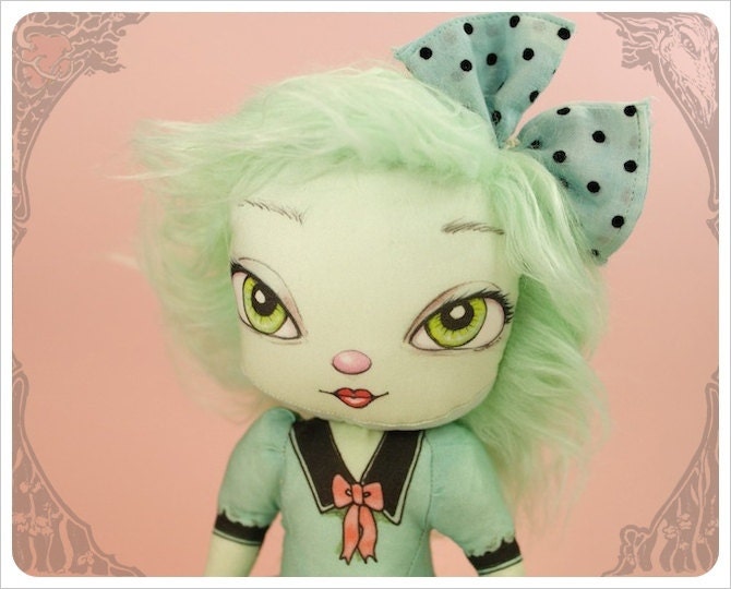 Sea Green Imaginary Friend - Fairy Tale Cloth Doll handmade by the Filigree - Child Friendly Rag Doll