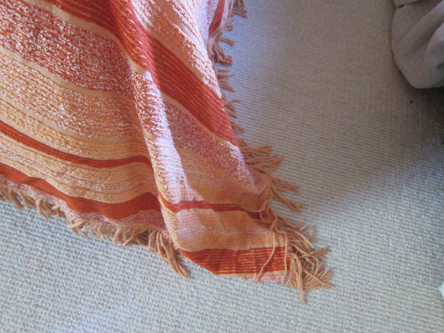 70s vintage chenille spread striped