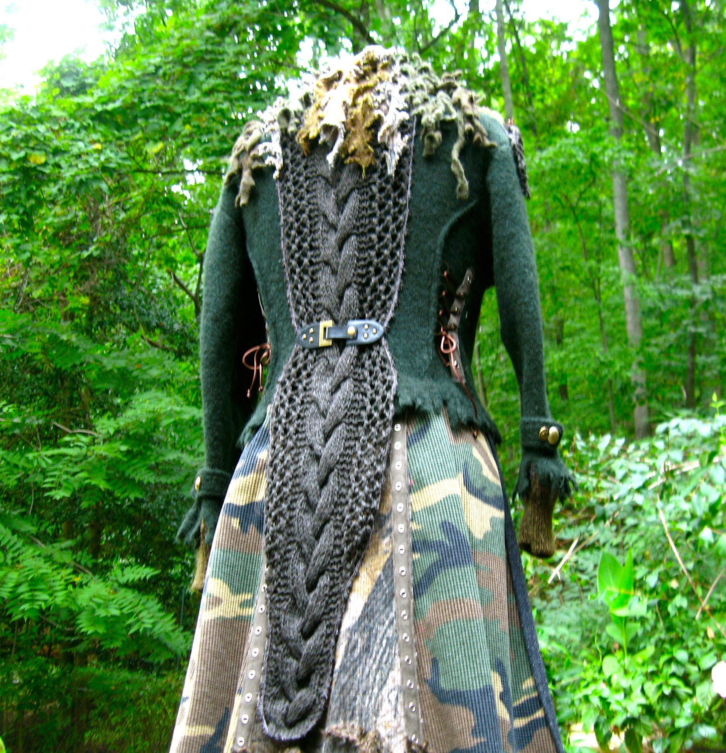 Reserved for Joan.Tattered SHAGGY sweater COAT. Felted military  style. Size Medium/Large.