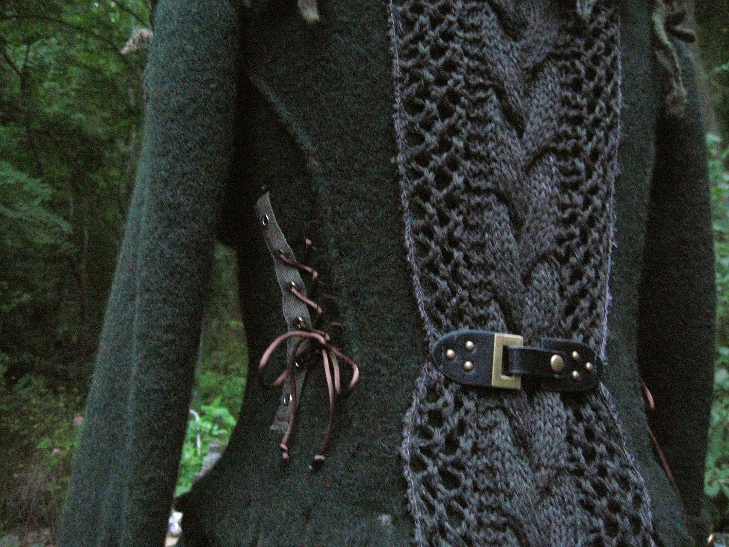 Reserved for Joan.Tattered SHAGGY sweater COAT. Felted military  style. Size Medium/Large.