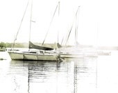 Black and white sailboats, ocean, summer, harbor, minimal, nautical, boating, home decor wall art -  The Boats 8 x 10
