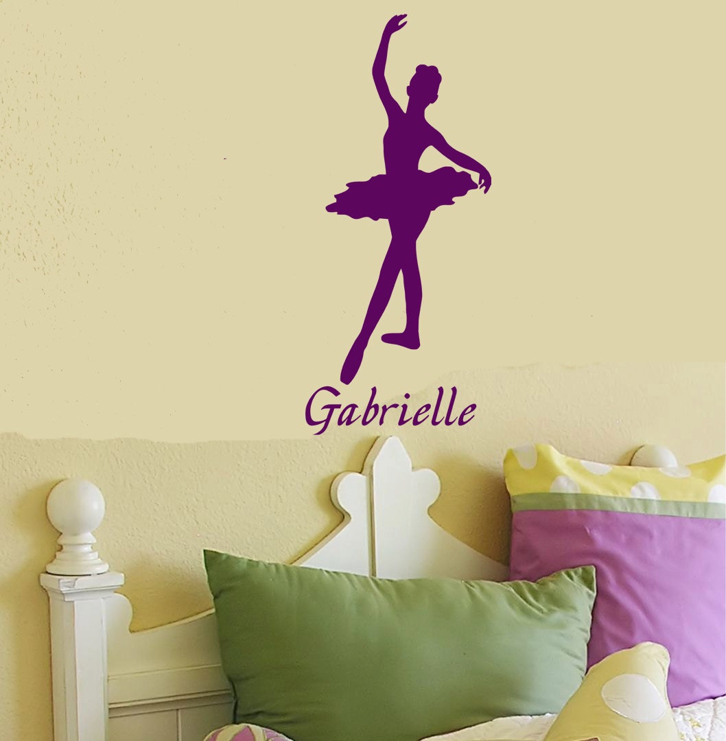 Personalized Ballerina  custom name vinyl wall art decal sticker room decor sticker kids wall stickers