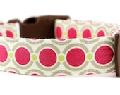 Spring Polka Dot Dog Collar - Acorn Chain in Berry