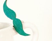 Turquoise Mustache Ring, Moustache Disguise Nerdy Jewelry, Bright Blue Fashion Ring