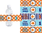 Goldfish Party Printable Water Bottle Labels - Buy 2 Get 1 FREE - DIY PRINTABLE File Personalized Party Decorations