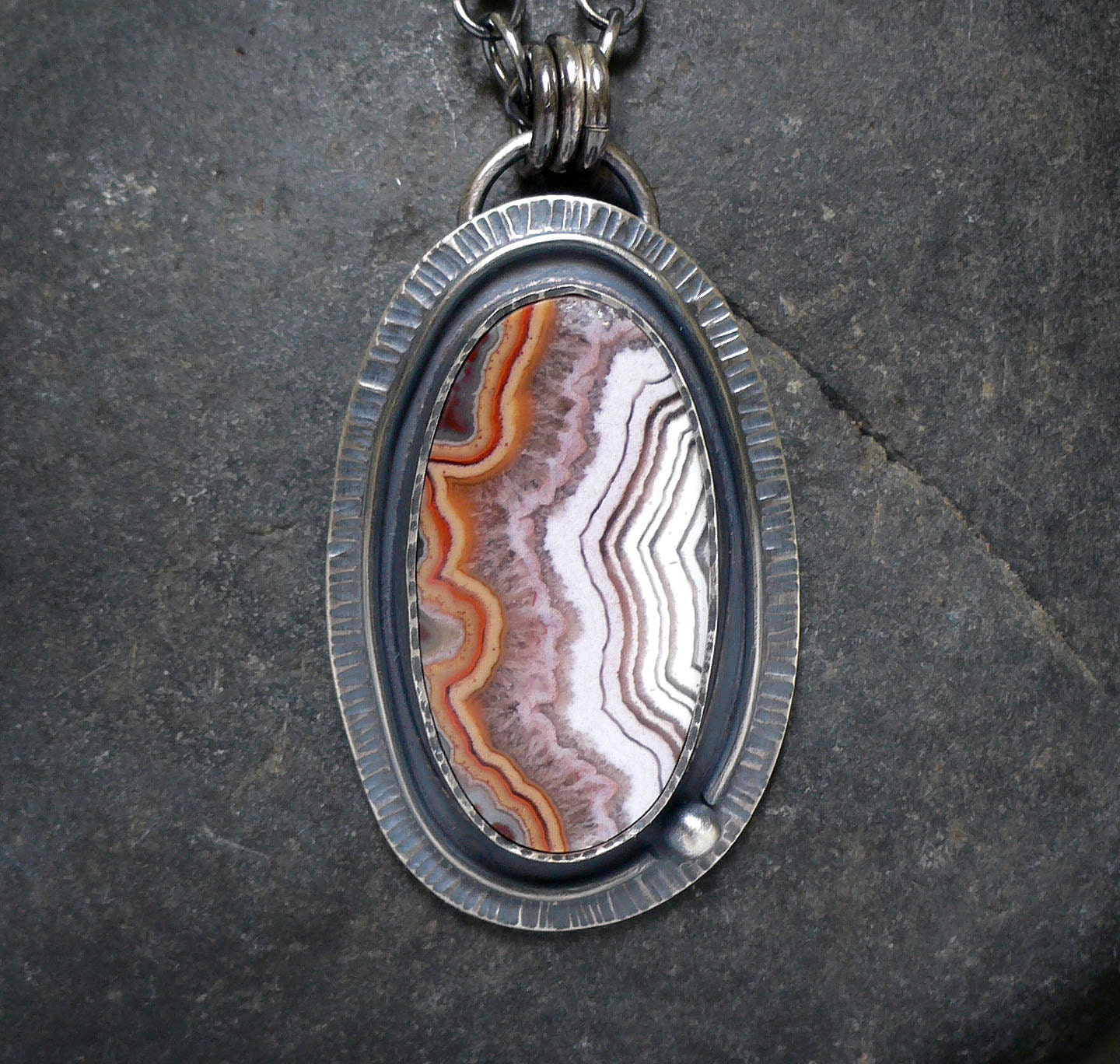 Sterling Silver Necklace with Dryhead Agate Pendant