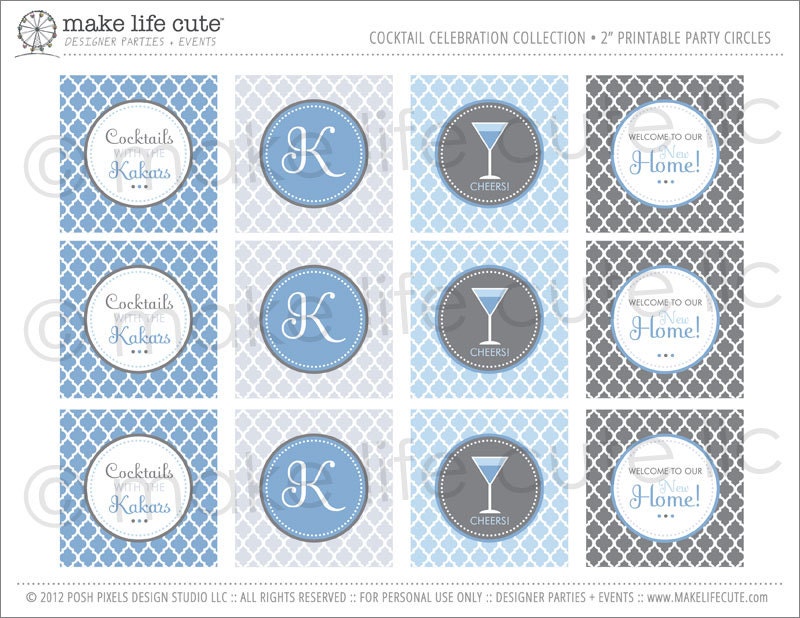 HOUSEWARMING - Printable 2" Party Circles - New Home, Moving, Cocktail Party - DIY Cocktail Celebration Collection - by Make Life Cute Il_570xn