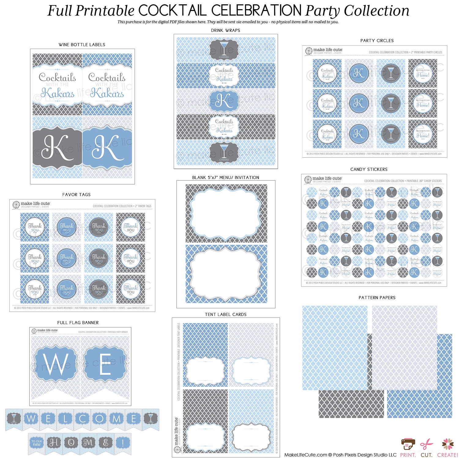 HOUSEWARMING - Full Printable Party Pack - New Home, Moving, Cocktail Party - DIY Cocktail Celebration Collection - by Make Life Cute Il_570xn