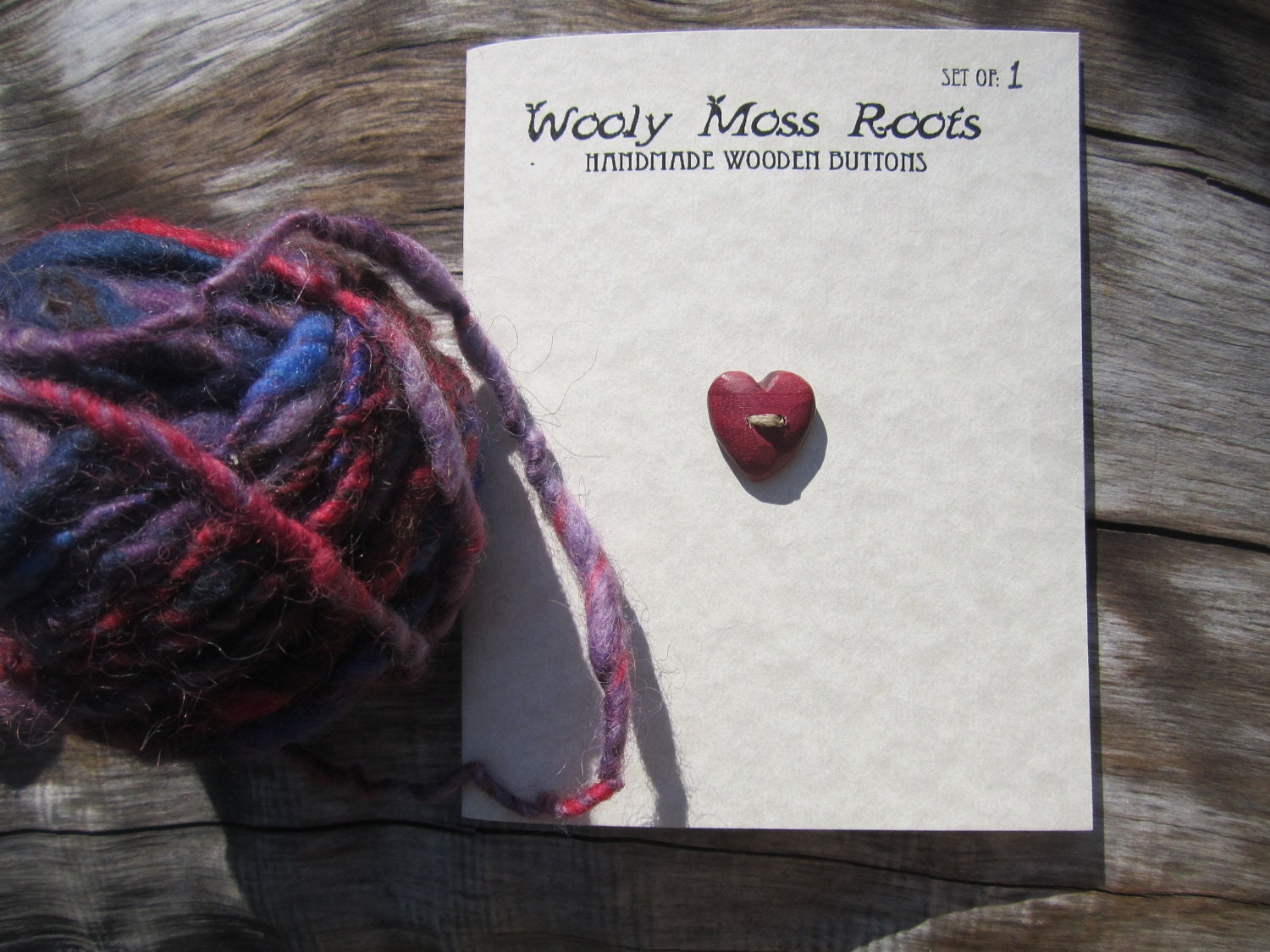Custom Set- Heart Button Purple- in Reclaimed Purpleheart- Wooden Button- Knitting, Sewing, Craft Buttons